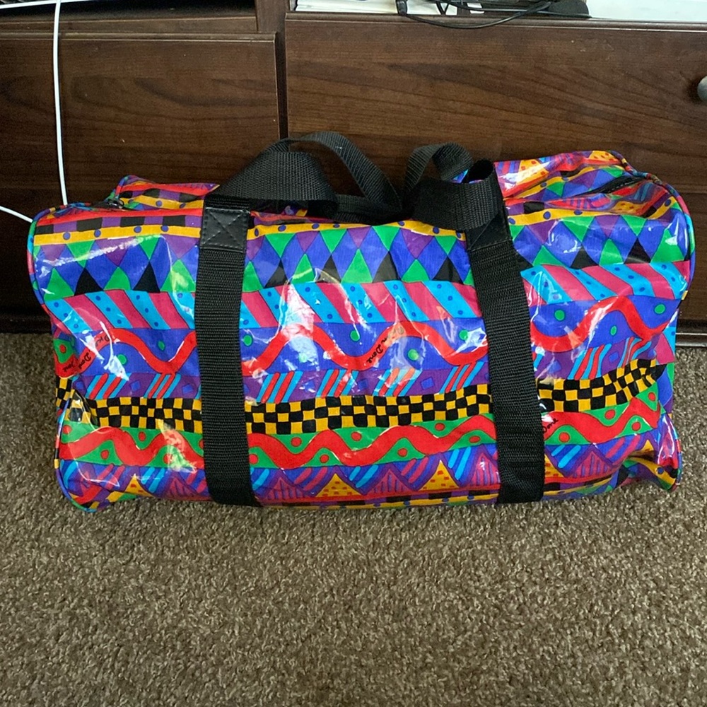 Vintage Ken Done all over print Patterned Duffle bag Gym Travel Luxury 80s PVC
